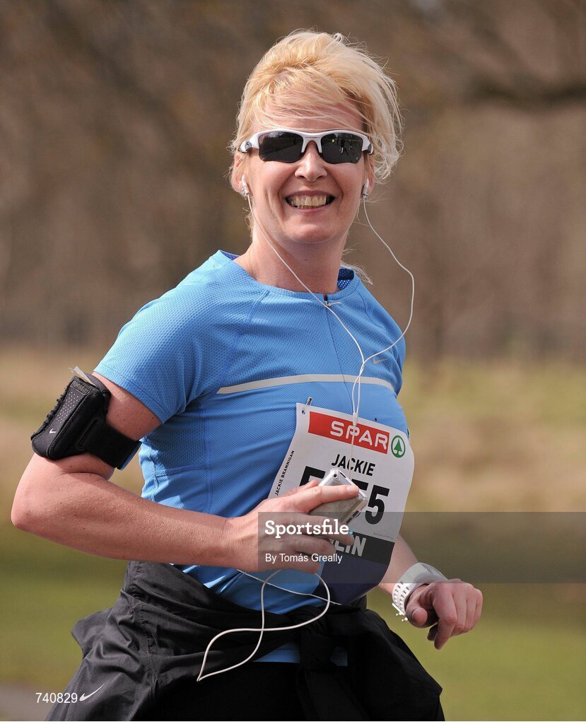 14 April 2013; Jackie Brannigan, Dublin, competing in the SPAR Great Ireland Run 2013. Phoenix Park, Dublin. Picture credit: Tomás Greally / SPORTSFILE