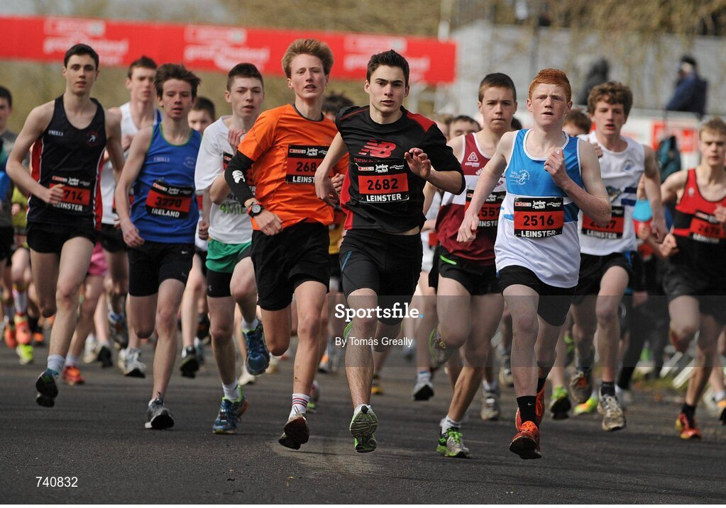 14 April 2013; A general view of the action during the start of the SPAR Junior Great Ireland Run 2013. Phoenix Park, Dublin. Picture credit: Tomás Greally / SPORTSFILE