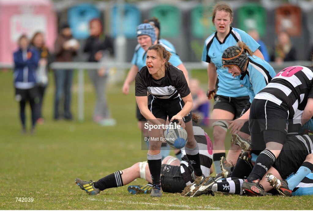 20 April 2013; Alexandra Dalis, Old Belvedere, in action against Galwegians. Paul Flood Cup Final, Old Belvedere v Galwegians, Seapoint RFC, Killiney, Co. Dublin. Picture credit: Matt Browne / SPORTSFILE