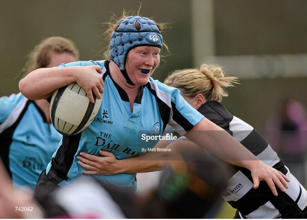 20 April 2013; Ruth O'Reilly, Galwegians, in action against Old Belvedere. Paul Flood Cup Final, Old Belvedere v Galwegians, Seapoint RFC, Killiney, Co. Dublin. Picture credit: Matt Browne / SPORTSFILE