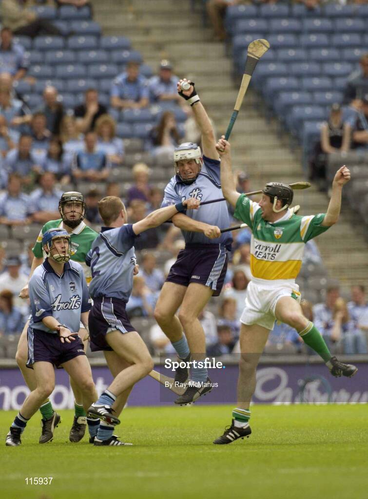 15 June 2003; Conal Keaney of Dublin in action against Brian Whelahan of Offaly during the Guinness All Ireland Hurling Championship Qualifier Round 1 match between Dublin and Offaly at Croke Park in Dublin. Photo by Ray McManus/Sportsfile