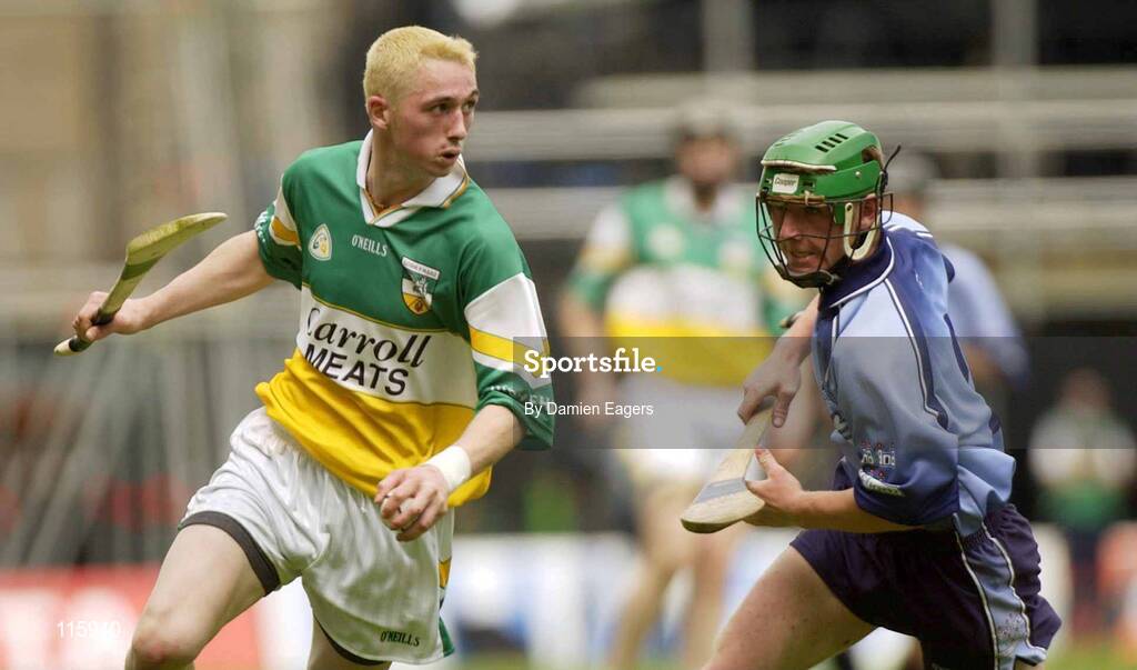15 June 2003; Michael Cordial of Offaly in action against Darragh Spain of Dublin during the Guinness All Ireland Hurling Championship Qualifier Round 1 match between Dublin and Offaly at Croke Park in Dublin. Photo by Damien Eagers/Sportsfile