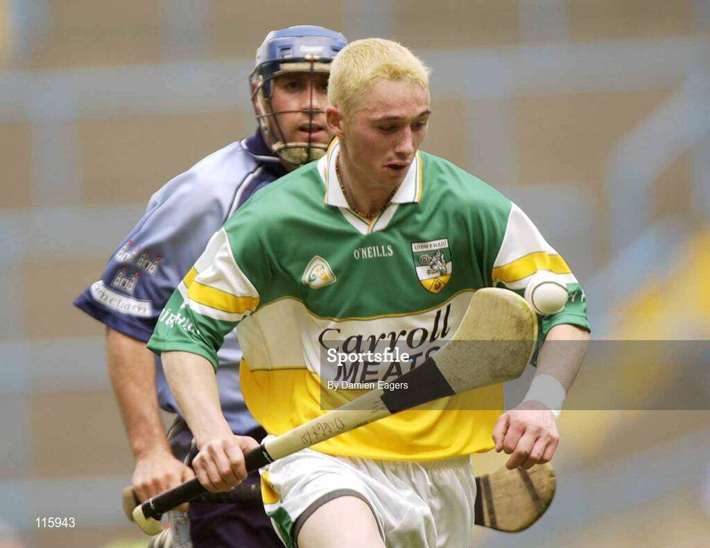 15 June 2003; Michael Cordial of Offaly in action against Carl Meehan of Dublin during the Guinness All Ireland Hurling Championship Qualifier Round 1 match between Dublin and Offaly at Croke Park in Dublin. Photo by Damien Eagers/Sportsfile