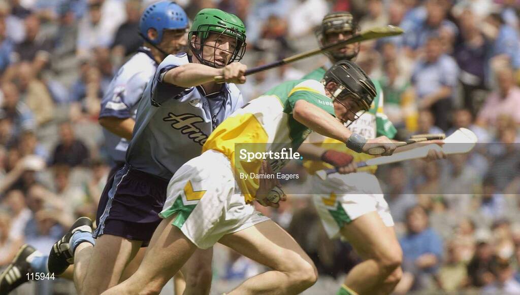 15 June 2003; Rory Hanniffy of Offaly in action against Kevin Ryan of Dublin during the Guinness All Ireland Hurling Championship Qualifier Round 1 match between Dublin and Offaly at Croke Park in Dublin. Photo by Damien Eagers/Sportsfile