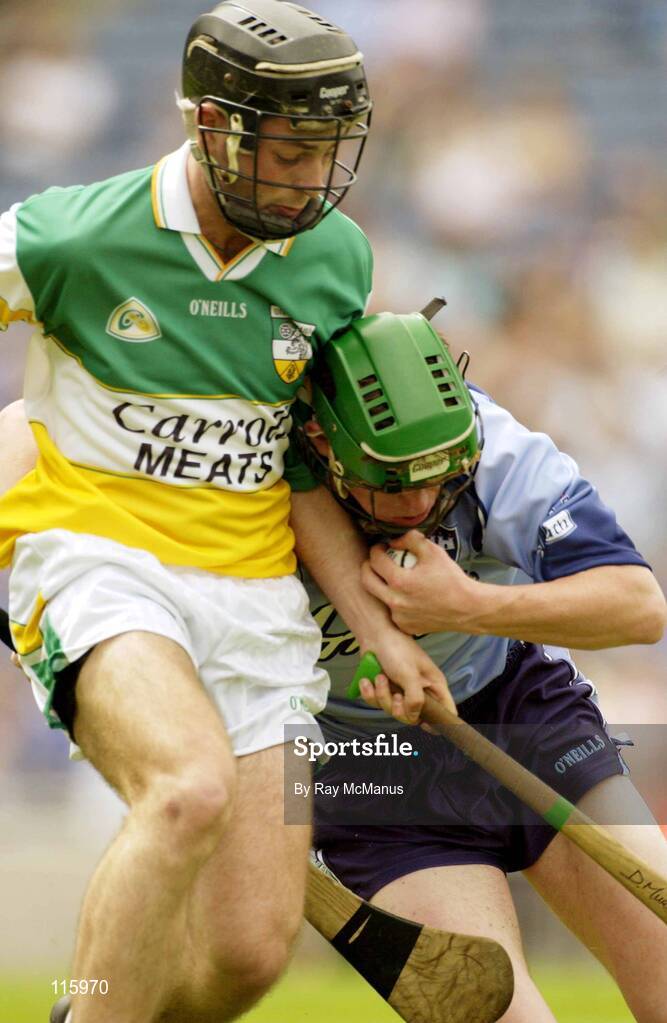 15 June 2003; Philip Brennan of Dublin in action against Damien Murray of Offaly during the Guinness All Ireland Hurling Championship Qualifier Round 1 match between Dublin and Offaly at Croke Park in Dublin. Photo by Ray McManus/Sportsfile