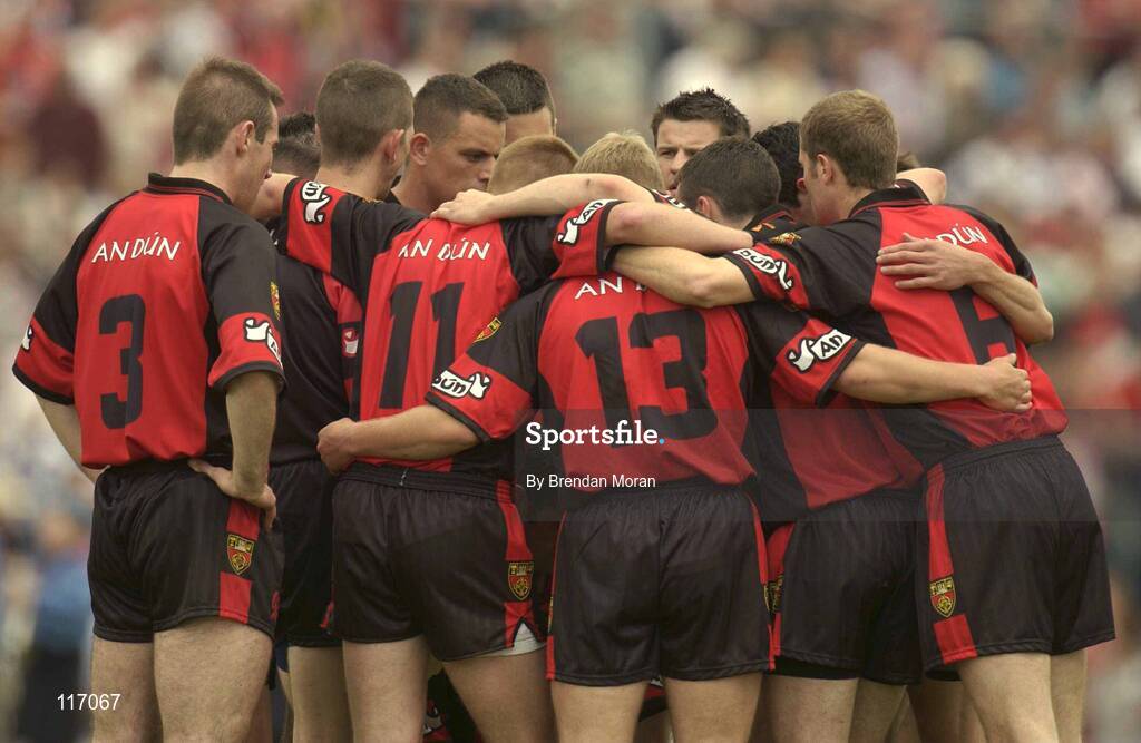 8 June 2003; The Down team huddle before before the Bank of Ireland Ulster Senior Football Championship Quarter-Final match between Down and Monaghan at Casement Park in Belfast. Photo by Brendan Moran/Sportsfile