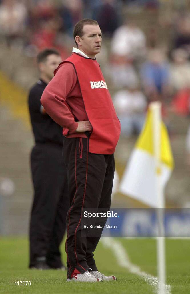 8 June 2003; Down manager Ross Carr during the Ulster Minor Football Championship match between Down and Armagh at Casement Park in Belfast. Photo by Brendan Moran/Sportsfile