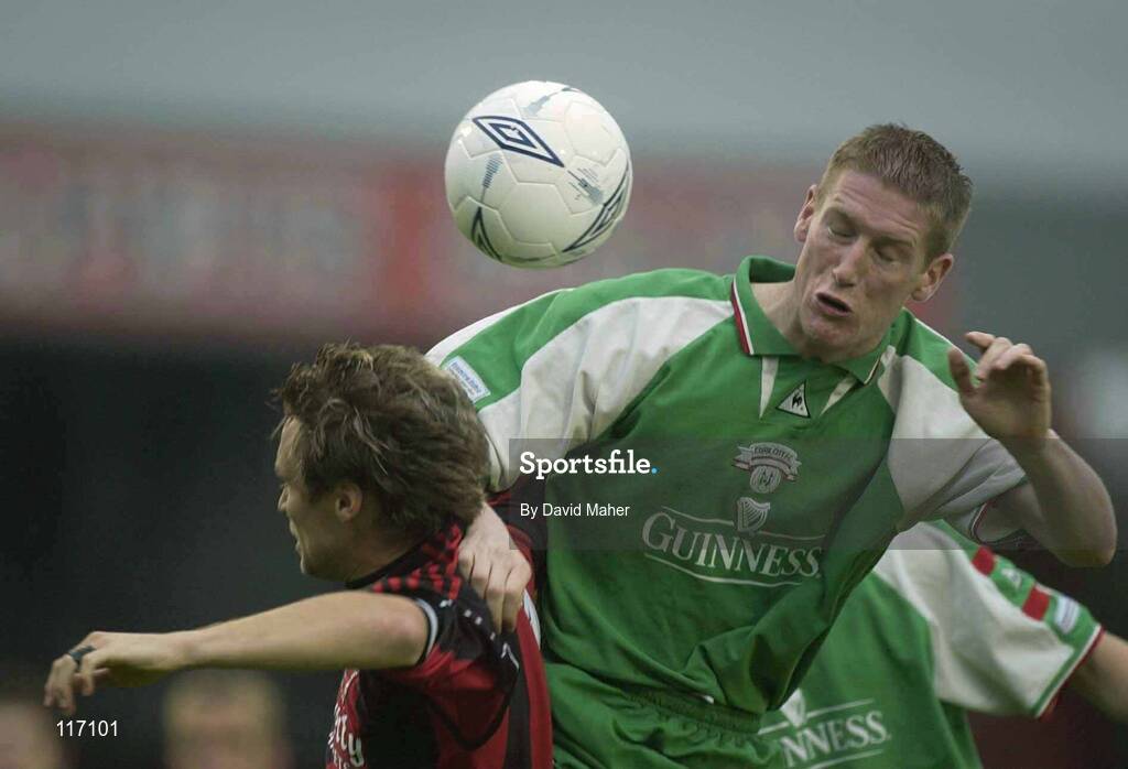 30 June 2003; Conor O'Grady of Cork City in action against Kevin Hunt of Bohemians during the Eircom League Premier Division match between Bohemians and Cork City at Dalymount Park in Dublin. Photo by David Maher/Sportsfile