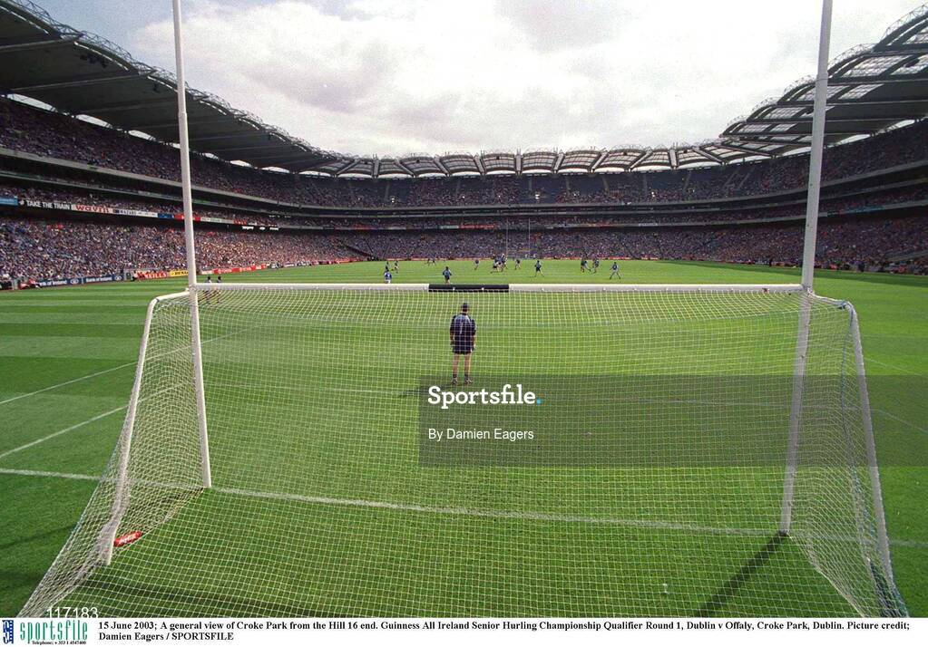 15 June 2003; A general view of the action, from the Hill 16 end, during the Guinness All Ireland Hurling Championship Qualifier Round 1 match between Dublin and Offaly at Croke Park in Dublin. Photo by Damien Eagers/Sportsfile