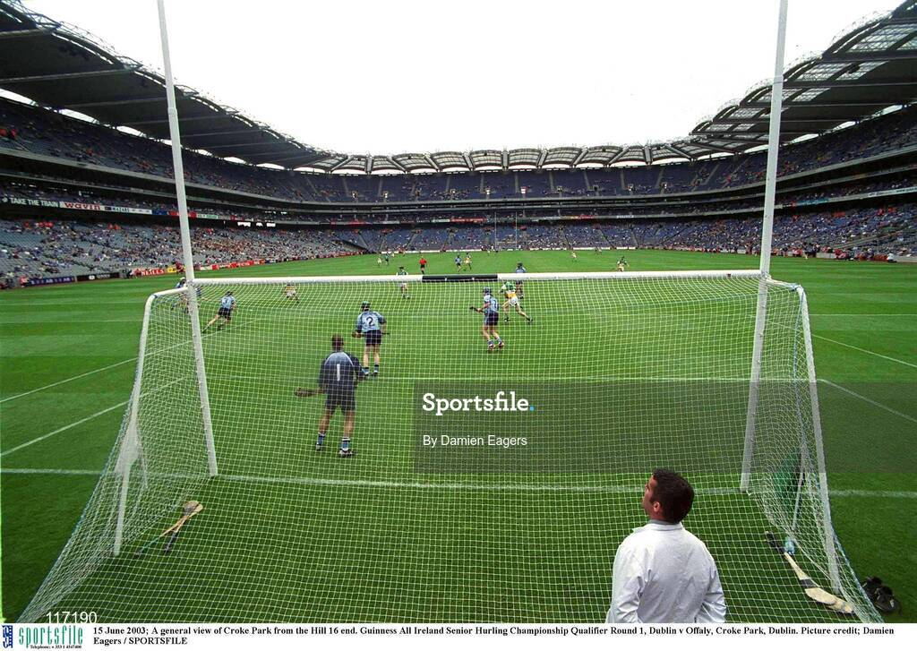 15 June 2003; A general view of the action, from the Hill 16 end, during the Guinness All Ireland Hurling Championship Qualifier Round 1 match between Dublin and Offaly at Croke Park in Dublin. Photo by Damien Eagers/Sportsfile