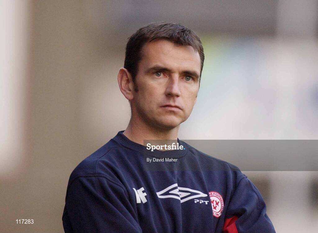 18 April 2003; Shelbourne manager Pat Fenlon during the  Eircom League Premier Division match between Shelbourne and Derry City at Tolka Park in Dublin. Photo by David Maher/Sportsfile