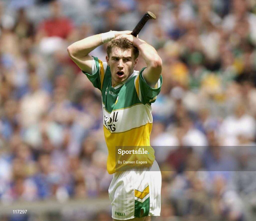 15 June 2003; Brian Carroll of Offaly during the Guinness All Ireland Hurling Championship Qualifier Round 1 match between Dublin and Offaly at Croke Park in Dublin. Photo by Damien Eagers/Sportsfile