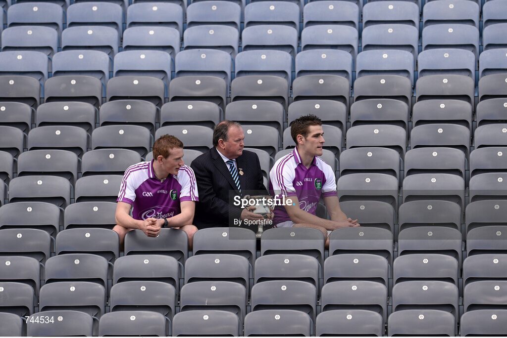 29 April 2013; Cork U21 captain Damien Cahalane, left, and Galway U21 captain Fiontán Ó Curraoin met together with Uachtarán Chumann Lúthchleas Gael Liam Ó Néill at Croke Park ahead of the final of the Cadbury GAA Football U21 All-Ireland Championship. The two teams will meet this Saturday, 4th May, in the Gaelic Grounds, Limerick, at 7pm to battle it out to be named Cadbury GAA Football U21 All-Ireland Champions 2013. For more information about Cadbury GAA Football U21Championship, find Cadbury GAA on Facebook www.facebook.com/U21GAAFootball. Croke Park, Dublin Photo by Sportsfile
