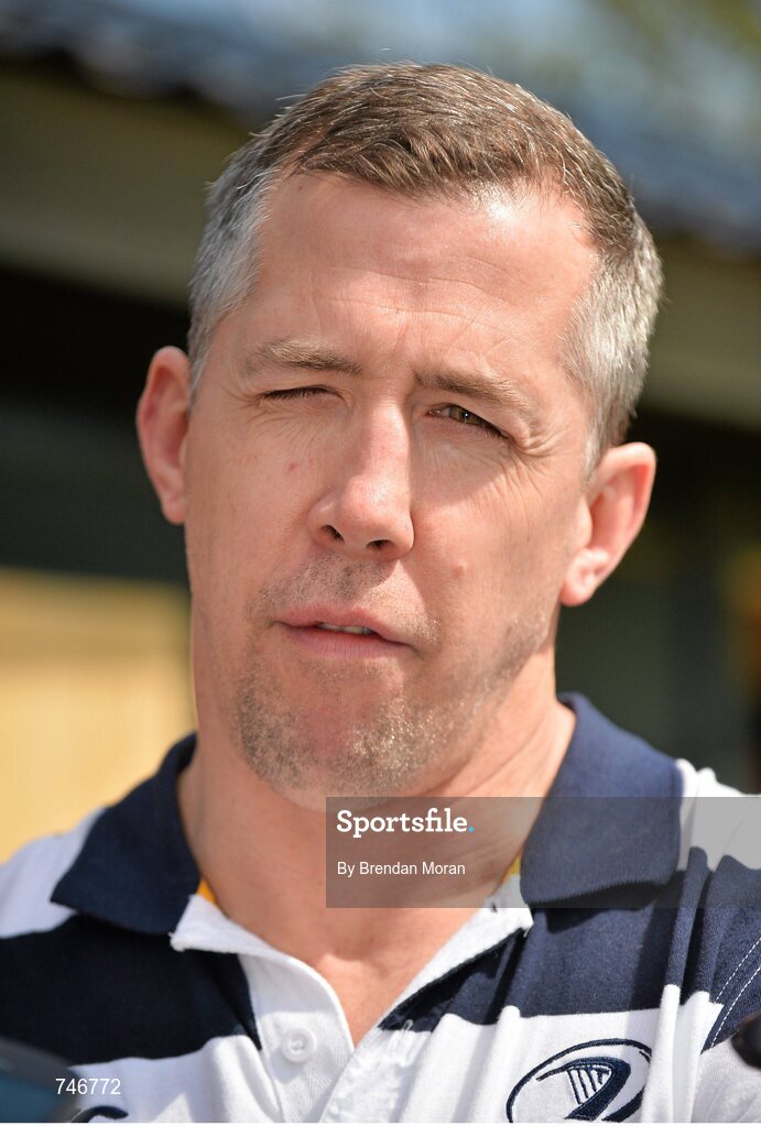 6 May 2013; Leinster team manager Guy Easterby speaking to the media prior to squad training ahead of their side's Celtic League Play-off match against Glasgow Warriors on Saturday May 11th. Leinster Rugby Squad Training and Media Briefing, Rosemount, UCD, Belfield, Dublin. Picture credit: Brendan Moran / SPORTSFILE