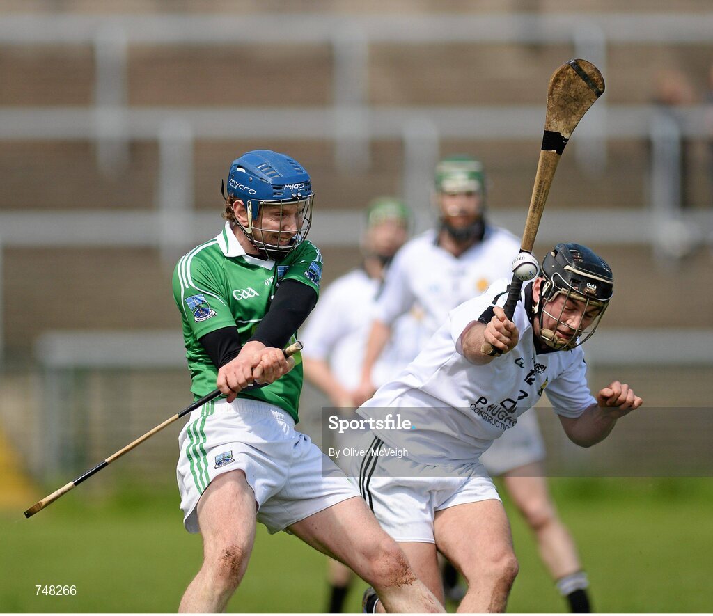 11 May 2013; Ryan Bogue, Fermanagh, in action against Cormac Behan, Warwickshire. Lory Meagher Cup, Round 2, Fermanagh v Warwickshire, Brewster Park, Enniskillen, Co. Fermanagh. Picture credit: Oliver McVeigh / SPORTSFILE