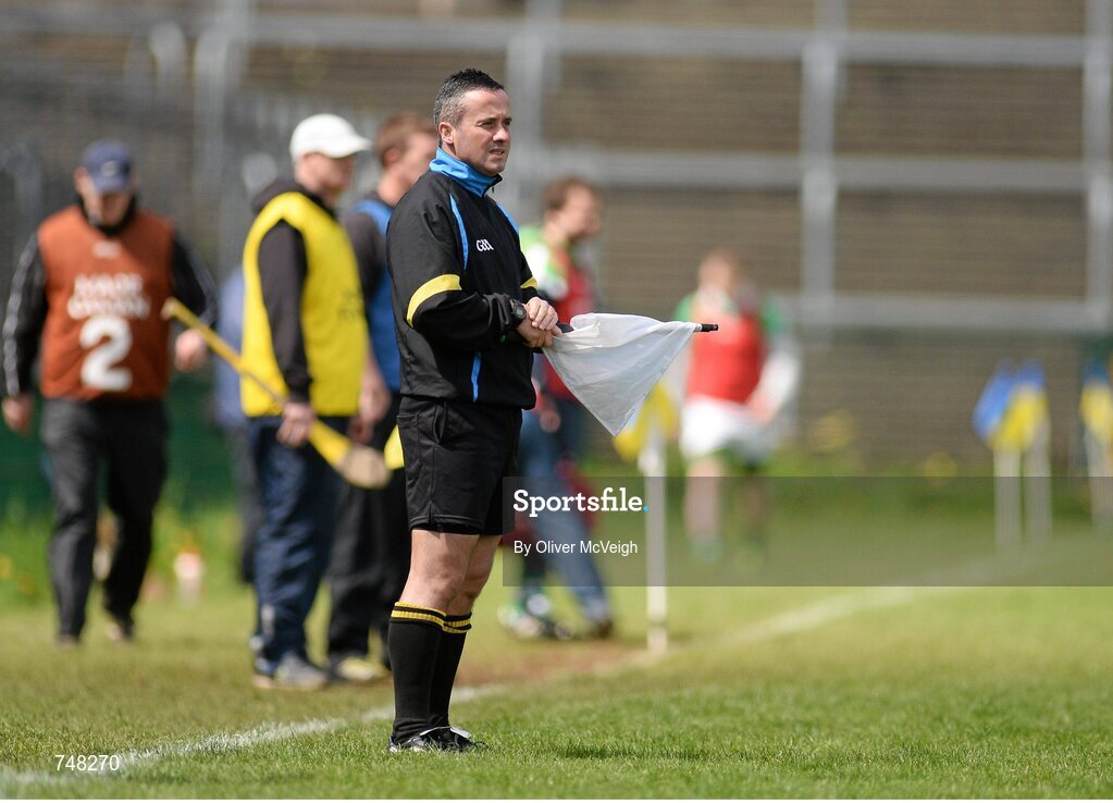 11 May 2013; All-Ireland Senior Hurling Championship Final Referee James McGrath, standby Referee and linesman. Lory Meagher Cup, Round 2, Fermanagh v Warwickshire, Brewster Park, Enniskillen, Co. Fermanagh. Picture credit: Oliver McVeigh / SPORTSFILE