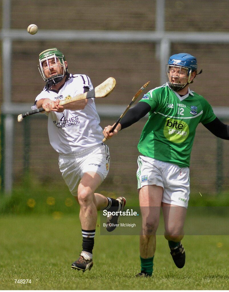 11 May 2013; Conal Maskey, Warwickshire, in action against Ryan Bogue, Fermanagh. Lory Meagher Cup, Round 2, Fermanagh v Warwickshire, Brewster Park, Enniskillen, Co. Fermanagh. Picture credit: Oliver McVeigh / SPORTSFILE