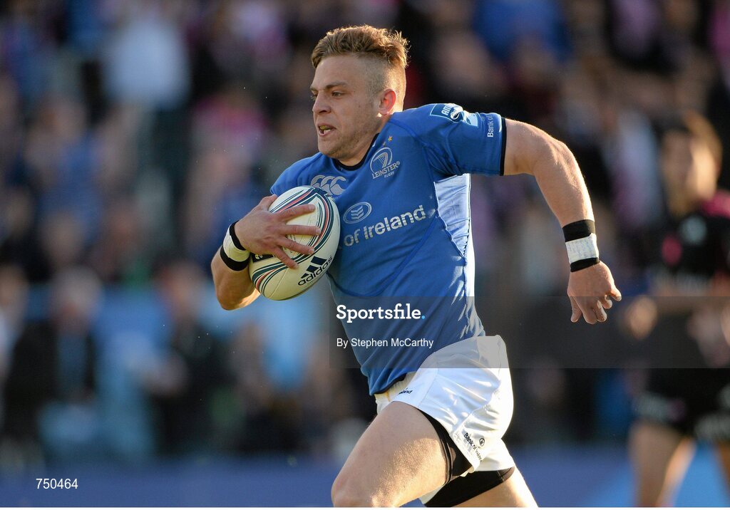 17 May 2013; Ian Madigan, Leinster, runs in to score his side's first try. Amlin Challenge Cup Final 2012/13, Leinster v Stade Francais, RDS, Ballsbridge, Dublin. Picture credit: Stephen McCarthy / SPORTSFILE
