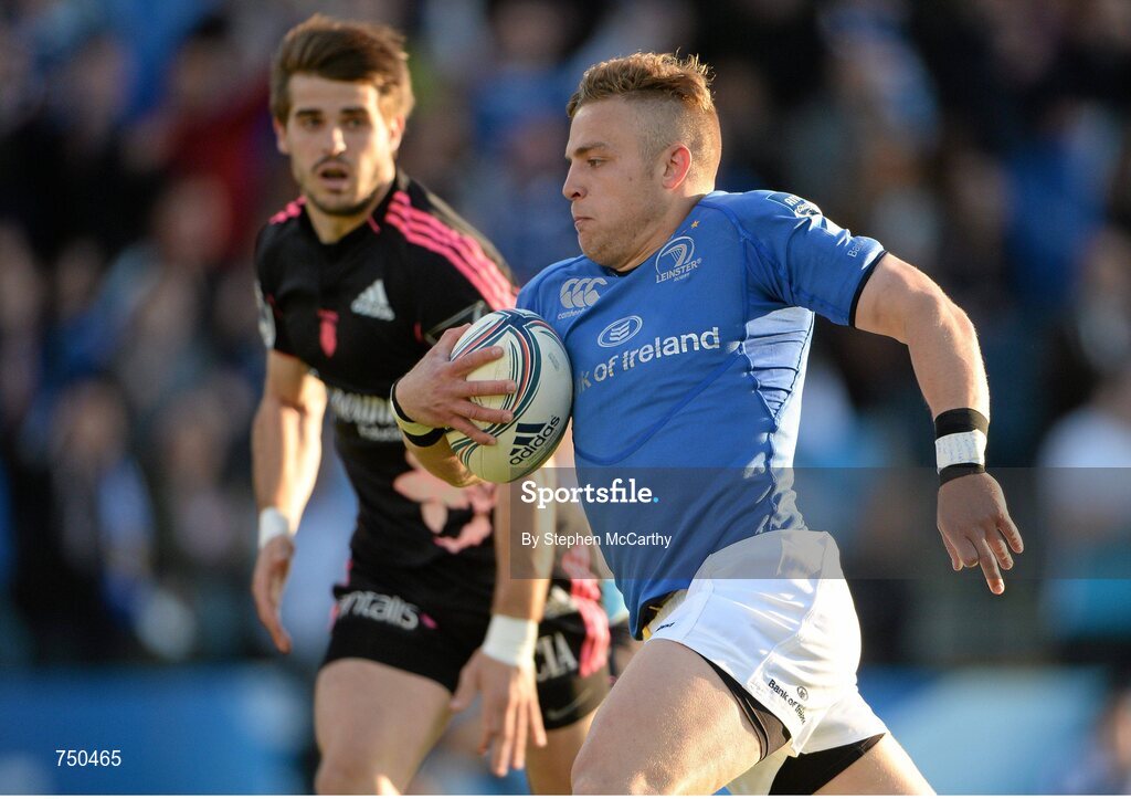 17 May 2013; Ian Madigan, Leinster, runs in to score his side's first try. Amlin Challenge Cup Final 2012/13, Leinster v Stade Francais, RDS, Ballsbridge, Dublin. Picture credit: Stephen McCarthy / SPORTSFILE