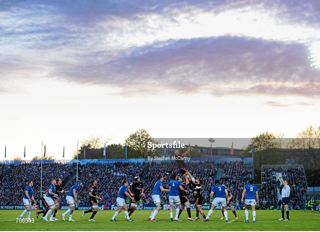 17 May 2013; Scott Lavalla, Stade Francais, wins possession for his side in a lineout. Amlin Challenge Cup Final 2012/13, Leinster v Stade Francais, RDS, Ballsbridge, Dublin. Picture credit: Stephen McCarthy / SPORTSFILE