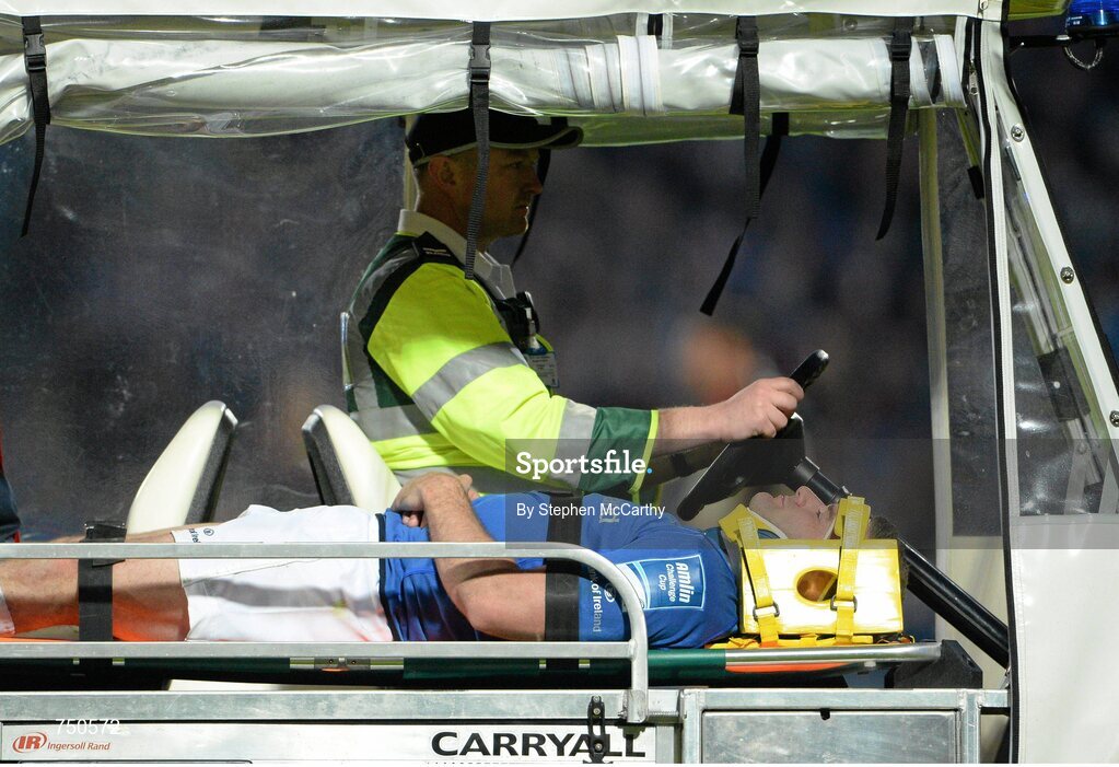17 May 2013; Fergus McFadden, Leinster, leaves the field with an injury in the second half. Amlin Challenge Cup Final 2012/13, Leinster v Stade Francais, RDS, Ballsbridge, Dublin. Picture credit: Stephen McCarthy / SPORTSFILE
