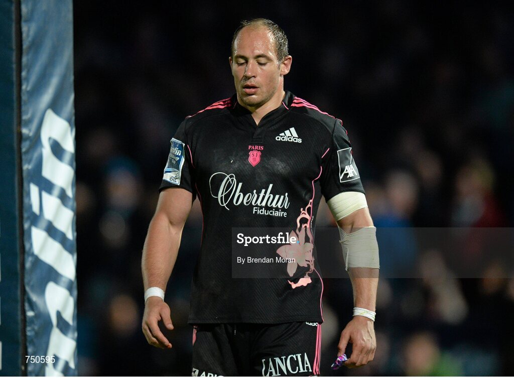 17 May 2013; Sergio Parisse, Stade Francais, after Cian Healy scored Leinster's fourth try. Amlin Challenge Cup Final 2012/13, Leinster v Stade Francais, RDS, Ballsbridge, Dublin. Picture credit: Brendan Moran / SPORTSFILE