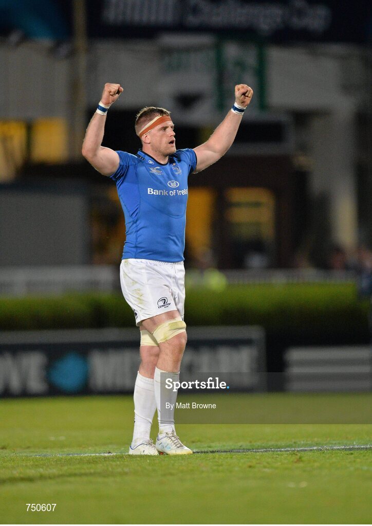 17 May 2013; Leinster captain Jamie Heaslip celebrates after the final whistle. Amlin Challenge Cup Final 2012/13, Leinster v Stade Francais, RDS, Ballsbridge, Dublin. Picture credit: Matt Browne / SPORTSFILE