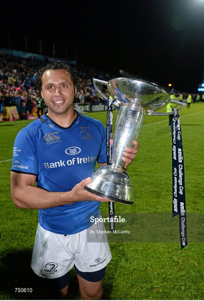 17 May 2013; Leinster's Isa Nacewa celebrates with the cup after the game. Amlin Challenge Cup Final 2012/13, Leinster v Stade Francais, RDS, Ballsbridge, Dublin. Picture credit: Stephen McCarthy / SPORTSFILE