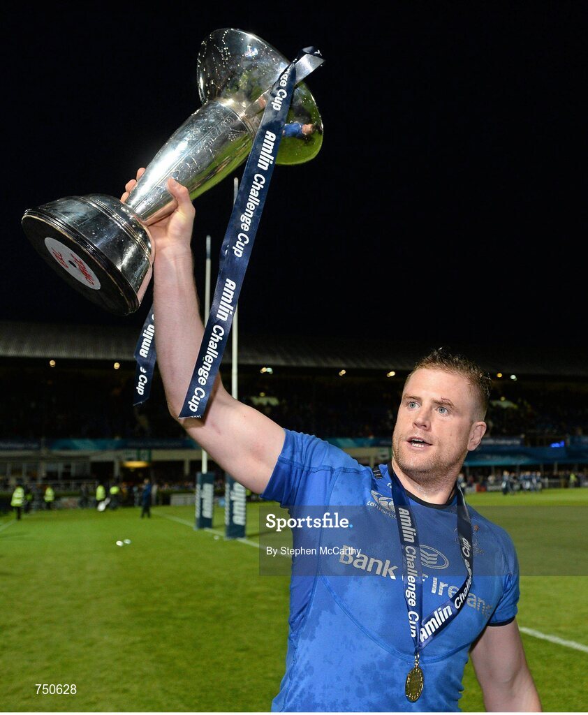 17 May 2013; Leinster captain Jamie Heaslip celebrates with the cup. Amlin Challenge Cup Final 2012/13, Leinster v Stade Francais, RDS, Ballsbridge, Dublin. Picture credit: Stephen McCarthy / SPORTSFILE