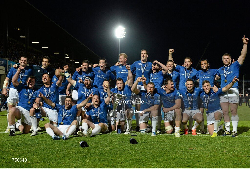 17 May 2013; The Leinster team celebrate with the cup after the game. Amlin Challenge Cup Final 2012/13, Leinster v Stade Francais, RDS, Ballsbridge, Dublin. Picture credit: Brendan Moran / SPORTSFILE
