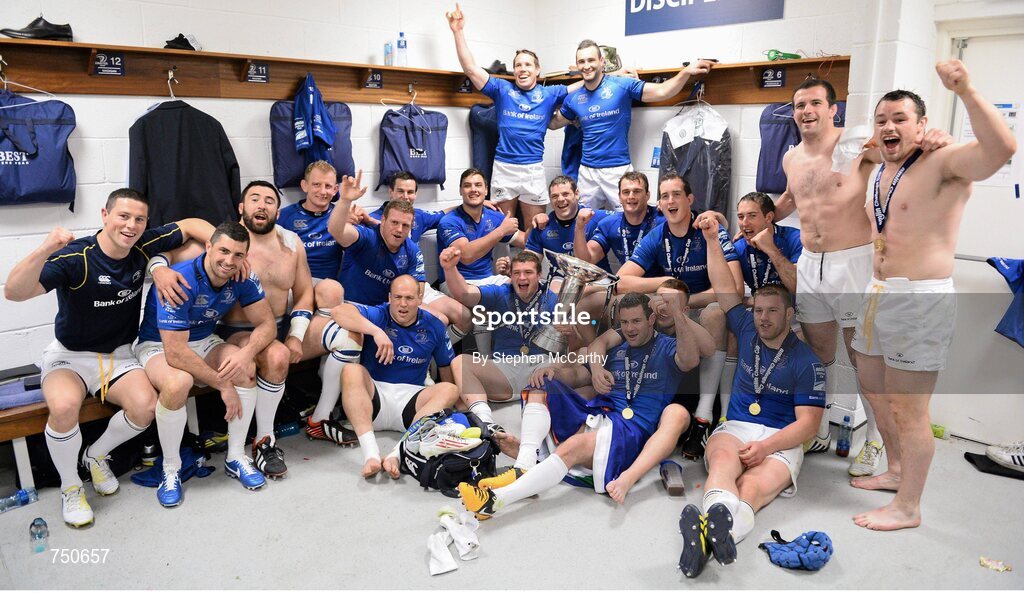 17 May 2013; Leinster players celebrate with the Amlin Challenge Cup following their victory. Amlin Challenge Cup Final 2012/13, Leinster v Stade Francais, RDS, Ballsbridge, Dublin. Picture credit: Stephen McCarthy / SPORTSFILE