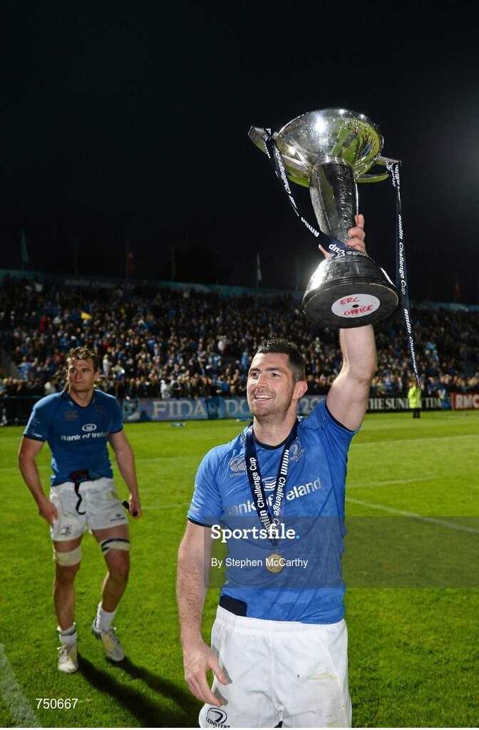 17 May 2013; Leinster's Rob Kearney with the Amlin Challenge Cup. Amlin Challenge Cup Final 2012/13, Leinster v Stade Francais, RDS, Ballsbridge, Dublin. Picture credit: Stephen McCarthy / SPORTSFILE