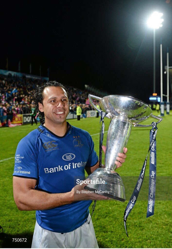 17 May 2013; Leinster's Isa Nacewa with the Amlin Challenge Cup. Amlin Challenge Cup Final 2012/13, Leinster v Stade Francais, RDS, Ballsbridge, Dublin. Picture credit: Stephen McCarthy / SPORTSFILE