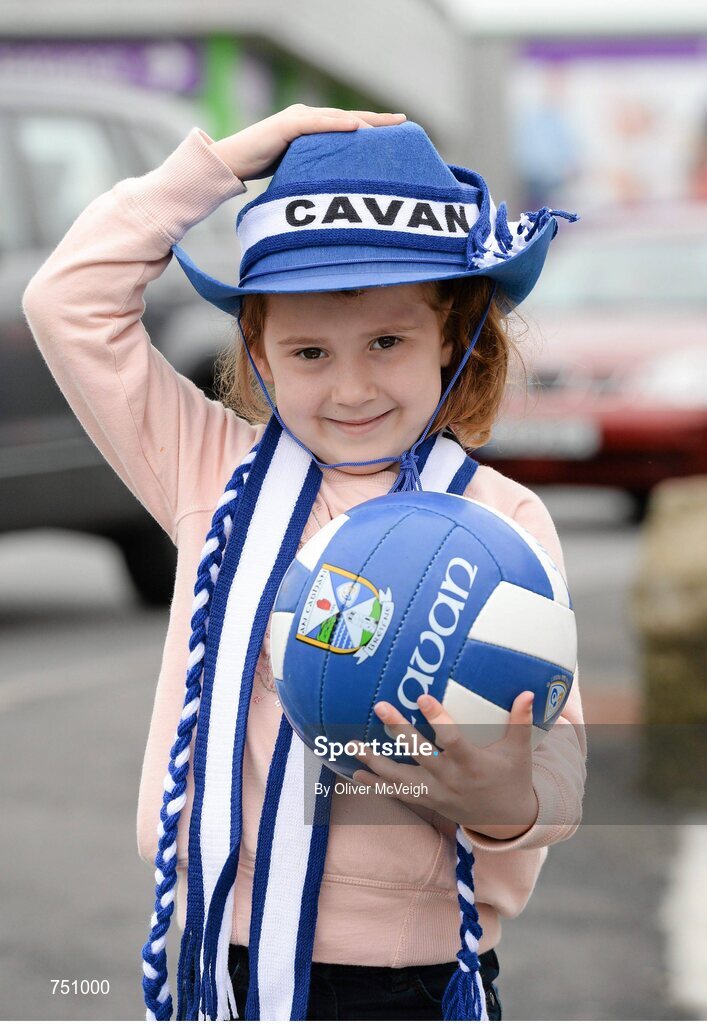 19 May 2013; Cavan fan, 8 year old, Ava Kelly, from Cootehill, Co. Cavan. Ulster GAA Football Senior Championship, Preliminary Round, Cavan v Armagh, Kingspan Breffni Park, Cavan. Picture credit: Oliver McVeigh / SPORTSFILE