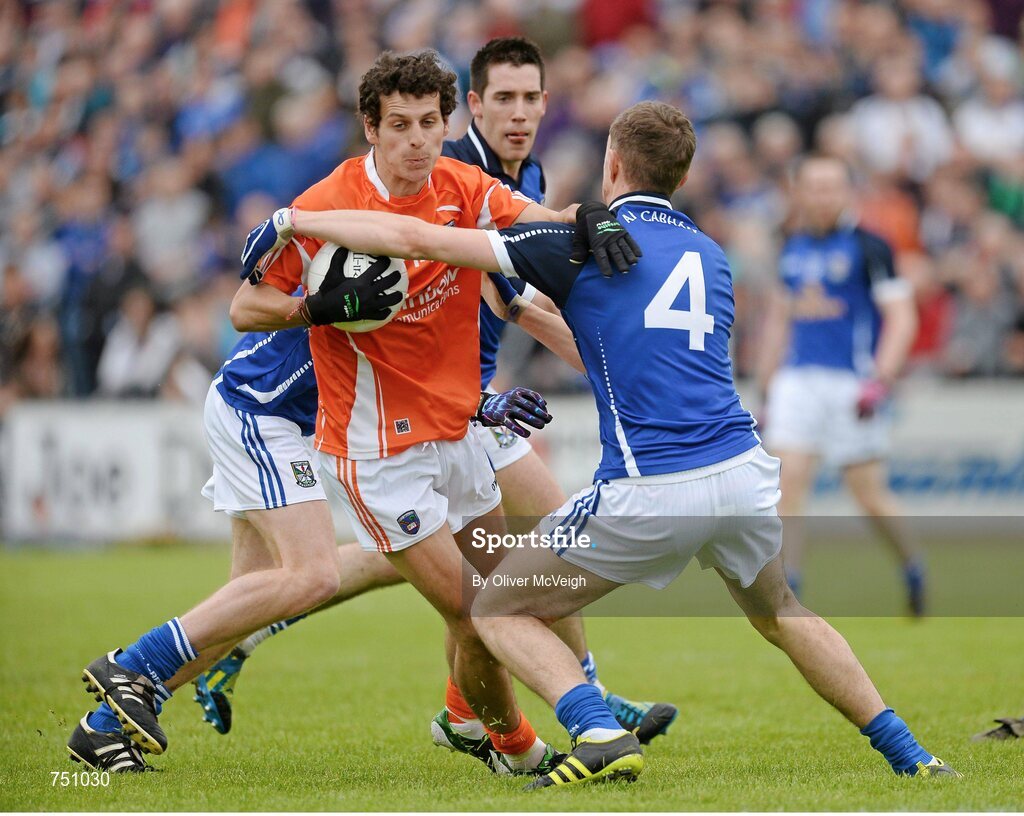 19 May 2013; Jamie Clarke, Armagh, in action against Killan Clarke, Cavan. Ulster GAA Football Senior Championship, Preliminary Round, Cavan v Armagh, Kingspan Breffni Park, Cavan. Picture credit: Oliver McVeigh / SPORTSFILE