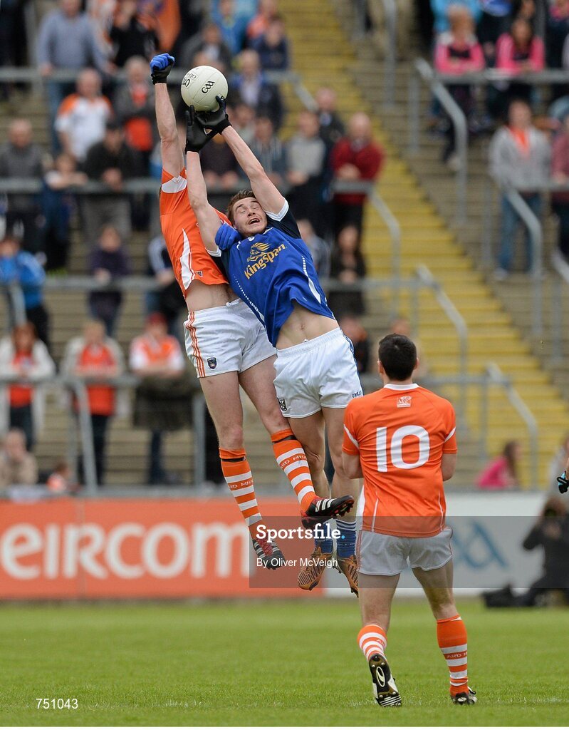 19 May 2013; James Lavery, Armagh, in action against David Givney, Cavan. Ulster GAA Football Senior Championship, Preliminary Round, Cavan v Armagh, Kingspan Breffni Park, Cavan. Picture credit: Oliver McVeigh / SPORTSFILE
