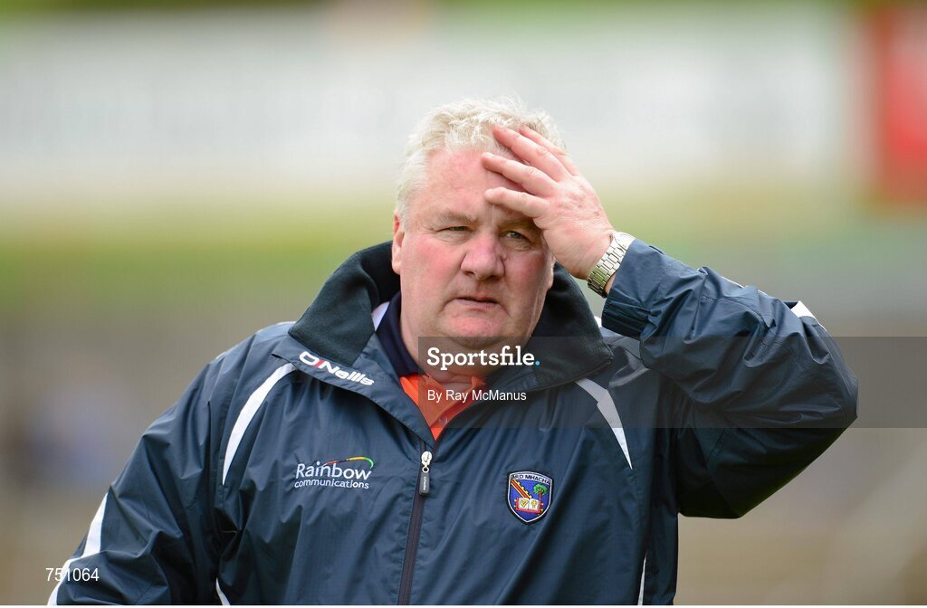19 May 2013; Armagh manager Paul Grimley in the last minute of the game. Ulster GAA Football Senior Championship, Preliminary Round, Cavan v Armagh, Kingspan Breffni Park, Cavan. Picture credit: Ray McManus / SPORTSFILE