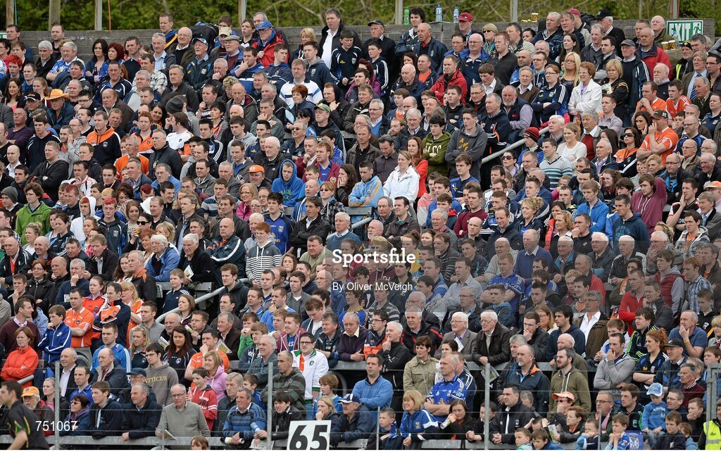 19 May 2013; The crowd in the terrace watches on during the game. Ulster GAA Football Senior Championship, Preliminary Round, Cavan v Armagh, Kingspan Breffni Park, Cavan. Picture credit: Oliver McVeigh / SPORTSFILE
