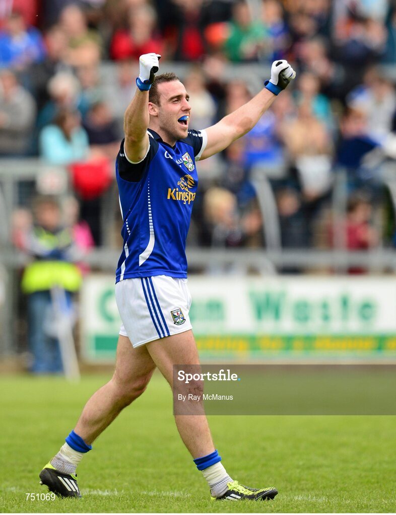 19 May 2013; Cavan corner forward Eugene Keating celebrates at the final whistle. Ulster GAA Football Senior Championship, Preliminary Round, Cavan v Armagh, Kingspan Breffni Park, Cavan. Picture credit: Ray McManus / SPORTSFILE