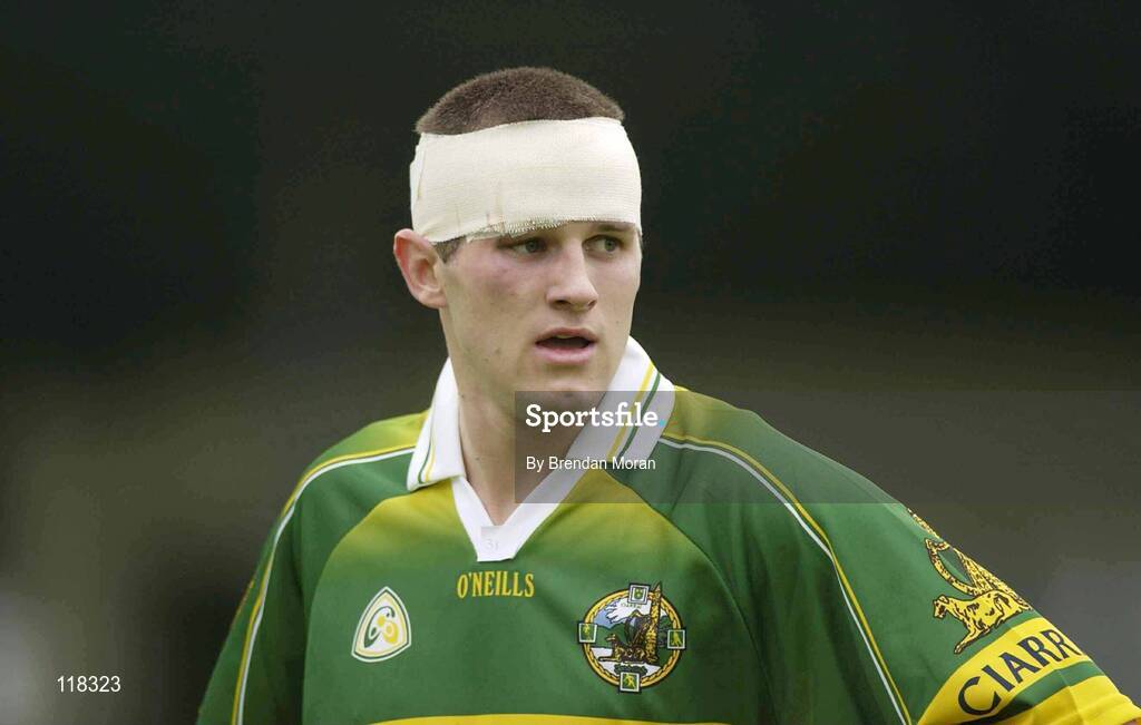 13 July 2003; Eoin Brosnan, Kerry, with his head bandaged after he received an injury. Bank of Ireland Munster Senior Football Final, Kerry v Limerick, Fitzgerald Stadium, Killarney, Co Kerry. Picture credit; Brendan Moran / SPORTSFILE *EDI*