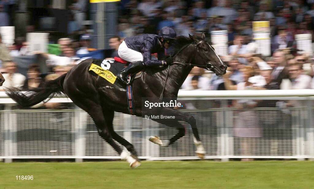 13 July 2003; One Cool Cat, with Mick Kinane up, wins the Dubai Duty Free Anglesey Stakes at the Curragh Racecourse, Co. Kildare. Picture credit; Matt Browne / SPORTSFILE *EDI*
