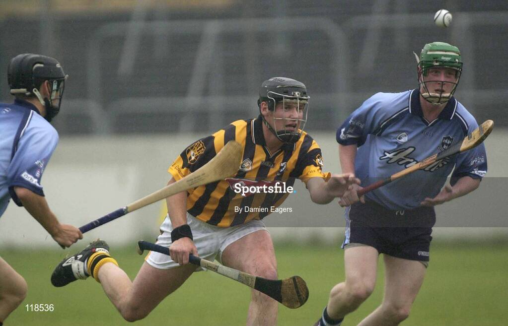 16 July 2003; Kilkenny's Jackie Tyrrell in action against Dublin's Ronan Fallon. Leinster U21 Hurling Final, Dublin v Kilkenny, Dr Cullen Park, Co. Carlow. Picture credit; Damien Eagers / SPORTSFILE *EDI*