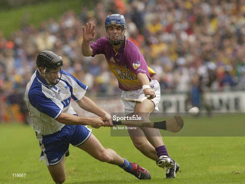19 July 2003; James Murphy, Waterford, in action against Wexford's Barry Lambert. Guinness Senior Hurling Championship qualifier, Wexford v Waterford, Nowlan Park, Kilkenny. Picture credit; Matt Browne / SPORTSFILE *EDI*