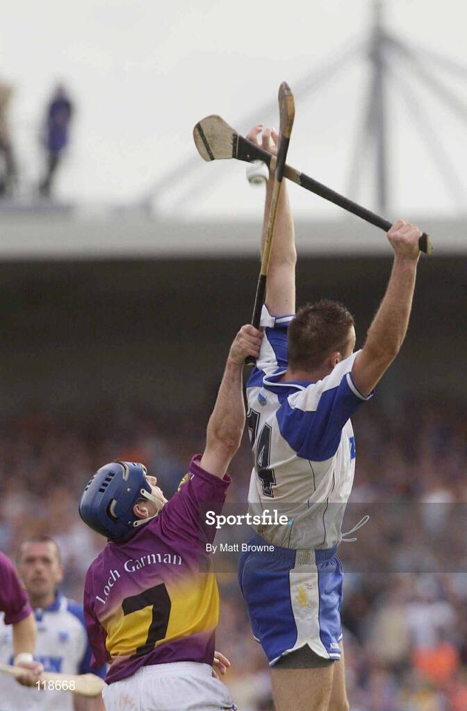 19 July 2003; Dan Shanahan, Waterford, in action against Wexford's Liam Dunne. Guinness Senior Hurling Championship qualifier, Wexford v Waterford, Nowlan Park, Kilkenny. Picture credit; Matt Browne / SPORTSFILE *EDI*