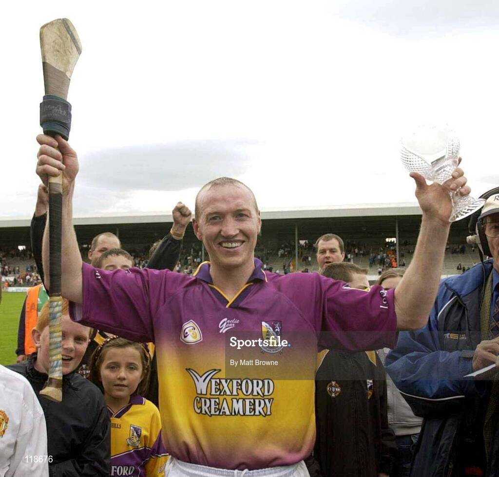 19 July 2003; Wexford man of the match Larry Murphy celebrates the win against Waterford. Guinness Senior Hurling Championship qualifier, Wexford v Waterford, Nowlan Park, Kilkenny. Picture credit; Matt Browne / SPORTSFILE *EDI*