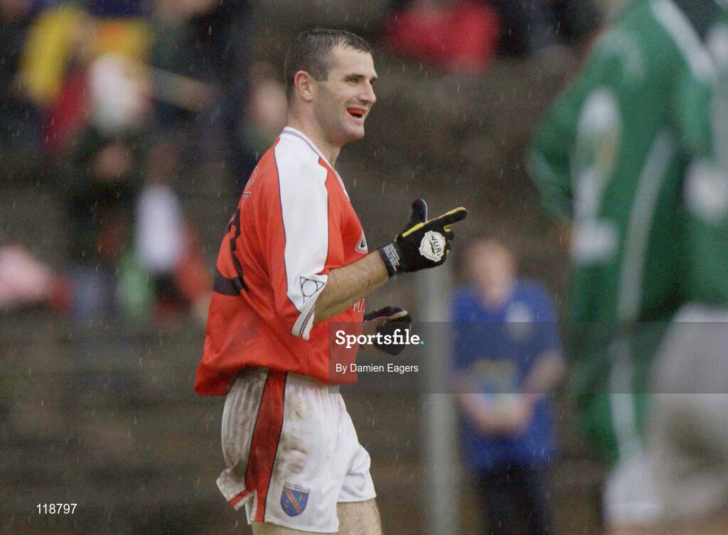 20 July 2003; Armagh's Steven McDonnell smiles after scoring his third goal. Bank of Ireland Senior Football Championship qualifier, Limerick v Armagh, Dr Hyde Park, Roscommon. Picture credit; Damien Eagers / SPORTSFILE *EDI*