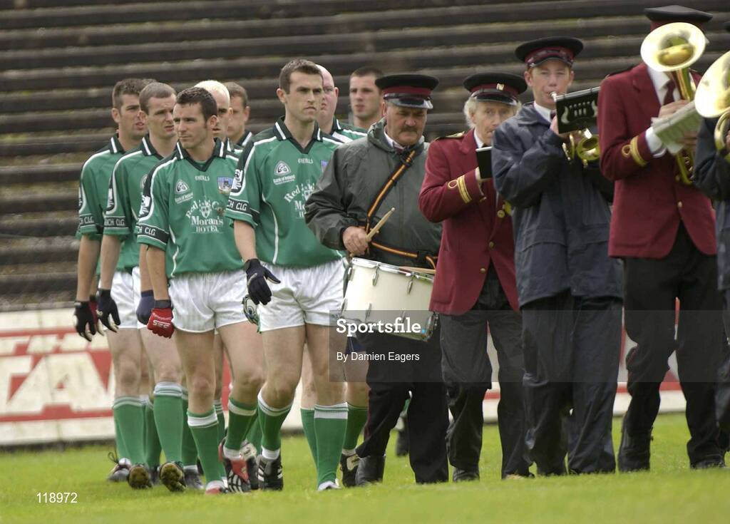 20 July 2003; Limerick captain Muiris Gavin leads his team during the pre match parade. Bank of Ireland Senior Football Championship qualifier, Limerick v Armagh, Dr Hyde Park, Roscommon. Picture credit; Damien Eagers / SPORTSFILE *EDI*