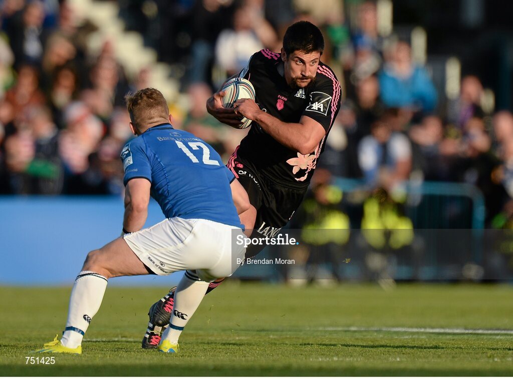 17 May 2013; Paul Williams, Stade Francais, in action against Ian Madigan, Leinster. Amlin Challenge Cup Final 2012/13, Leinster v Stade Francais, RDS, Ballsbridge, Dublin. Picture credit: Brendan Moran / SPORTSFILE