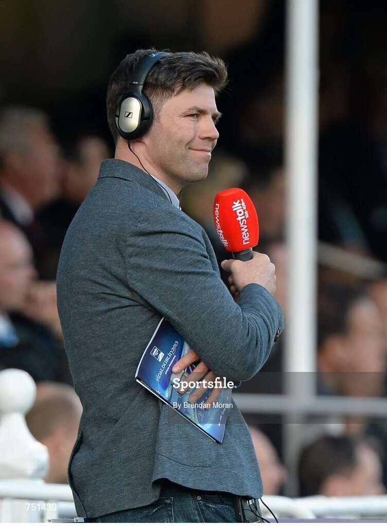 17 May 2013; Former Leinster flanker Liam Toland on the sideline in his role as an analyst for Newstalk Radio. Amlin Challenge Cup Final 2012/13, Leinster v Stade Francais, RDS, Ballsbridge, Dublin. Picture credit: Brendan Moran / SPORTSFILE