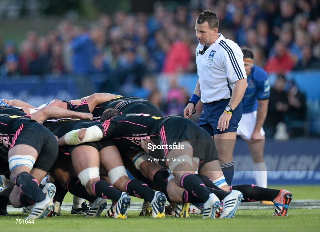 17 May 2013; Referee Nigel Owens. Amlin Challenge Cup Final 2012/13, Leinster v Stade Francais, RDS, Ballsbridge, Dublin. Picture credit: Brendan Moran / SPORTSFILE